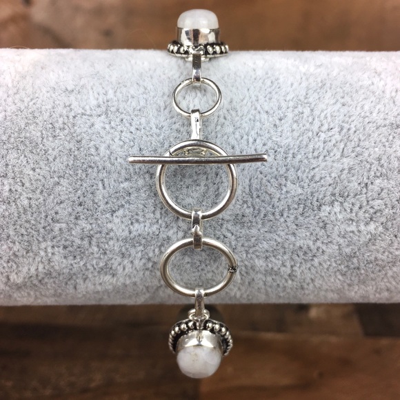 New Moonstone Crystal Silver Toggle Bracelet 7.2” 7.75” - Picture 4 of 8